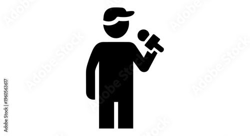 Man Holding Dumbbell Silhouette Icon.
