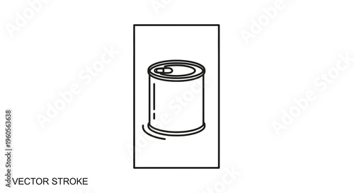 Monochromatic graphic representation of a common food preservation container with an easy-open tab