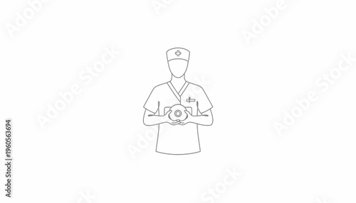 Healthcare professional holding an eye icon, representing medical vision care and expertise