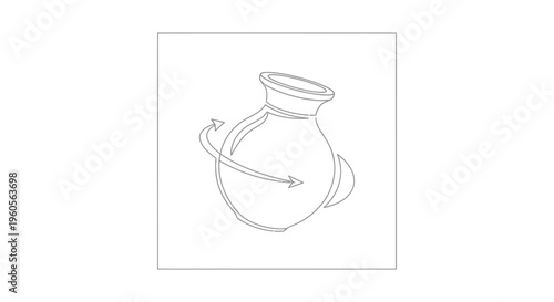 Minimalist One Line Art Pottery Jug Rotating Icon Design Element for Creative Projects