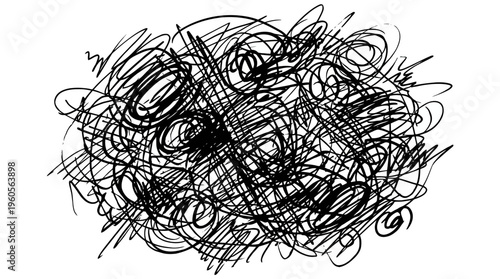 Abstract black scribbles on a white background, representing chaotic thoughts or emotions