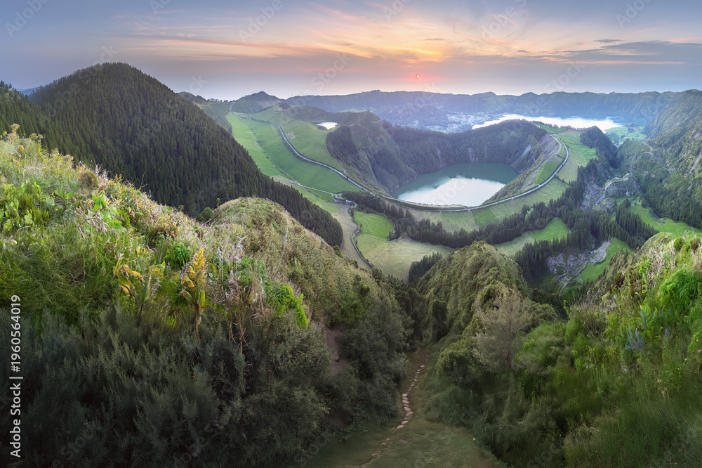 Fototapeta premium Sao Miguel Island and lake Ponta Delgada, Azores
