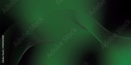 Luminous green and black gradient light waves rising smoothly from a deep shadowed base over a subtle grainy textured background with gentle glowing highlights, modern creative banner design.