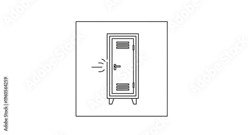 Abstract Locker Icon with Sound Vibration Indicator Representing Personal Storage and Alerts