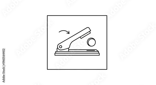 Minimalist line illustration of a hole punch producing a perfect circular paper cutout