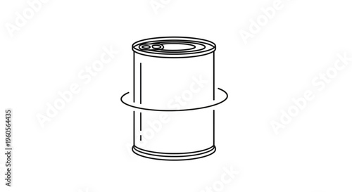 Minimalist outline drawing of a sealed cylindrical metal container with a wrapping arrow