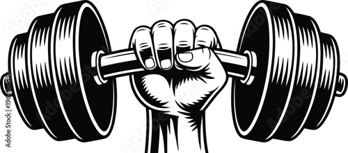 Strong hand firmly grips a heavy dumbbell showcasing power and commitment to fitness goals