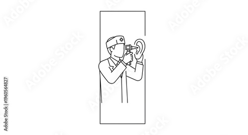 Medical professional performing an ear examination with an otoscope, checking auditory health
