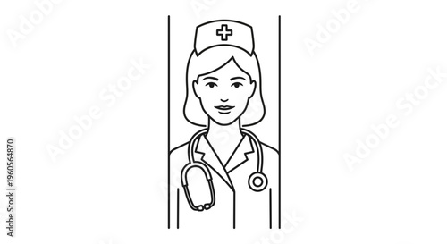 Simplified illustration of a healthcare professional embodying medical dedication and patient