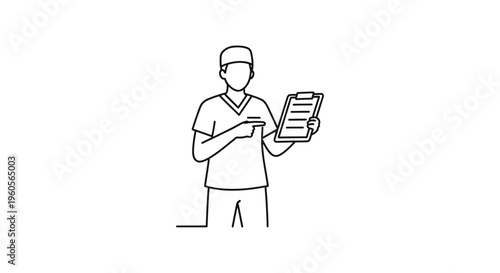 Healthcare professional pointing at a medical clipboard with essential patient information and