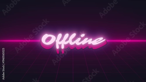 Retro neon stream overlay, offline screen overlay animation, looping background