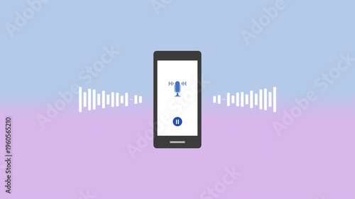 Podcast with Smartphone and Sound Wave