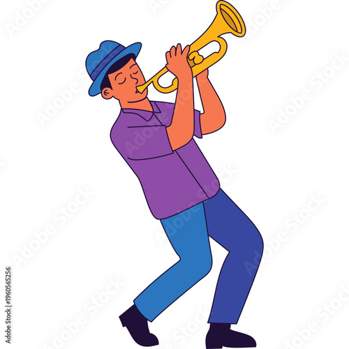 Jazz Musician Playing Trumpet