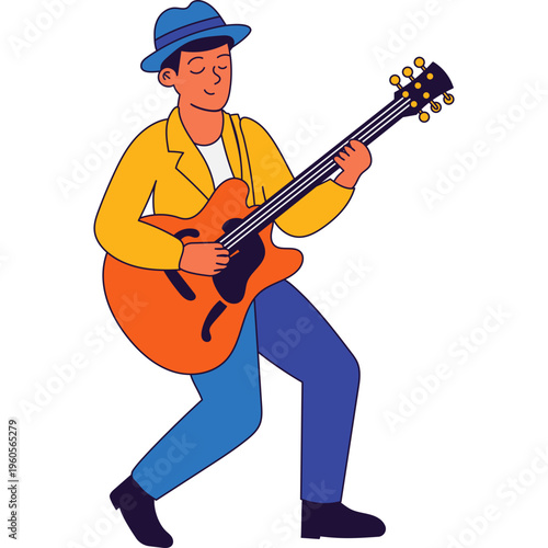 Musician Playing Jazz Guitar
