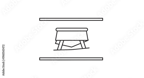 Minimalist black line art illustration of a gymnastic pommel horse icon clean design element