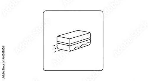 Minimalist vector outline illustration of a cleaning sponge or versatile scrubbing tool icon