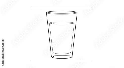 Clean refreshing liquid in a simple glass icon illustrating hydration and minimalist beverage