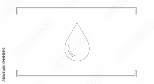 Minimalist water droplet icon symbolizing purity hydration and essential liquid element clean design