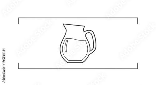 Minimalist line art illustration of a liquid-filled pitcher framed, ideal for beverage concepts