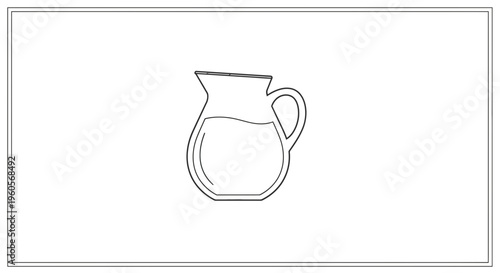 Simple minimalist line art illustration of a classic glass pitcher filled with refreshing liquid