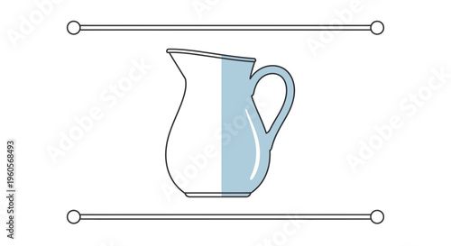 Minimalist outline drawing of a classic beverage pitcher with a refreshing blue shadow effect