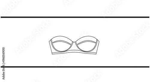 Minimalist line art illustration of a strapless bra silhouette, perfect for fashion design