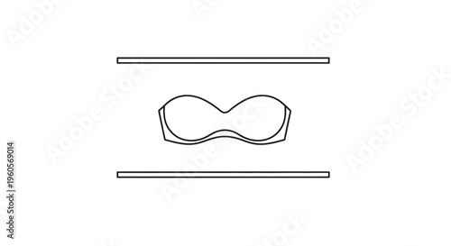 Minimalist line art illustration depicting a strapless intimate apparel piece for fashion design
