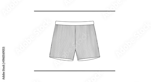 Vector line art of striped male shorts, ideal for fashion design and apparel illustration