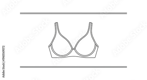 Minimalist vector outline illustration of a classic brassiere, perfect for fashion and women's