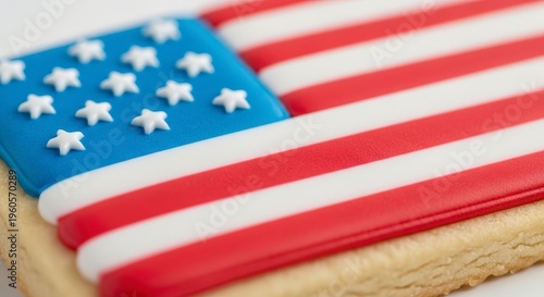 American Flag Decorated Cookie Closeup.