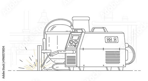 Industrial Welding Machine Technical Drawing.