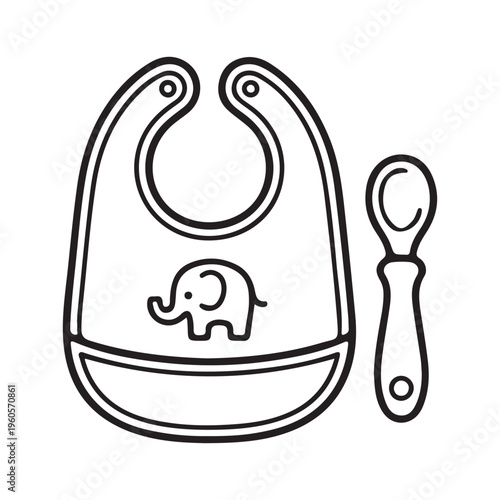 baby bib and spoon