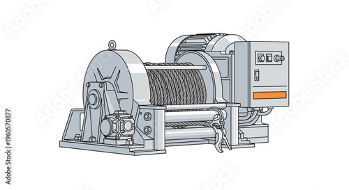 Industrial Winch Machine Equipment Illustration.
