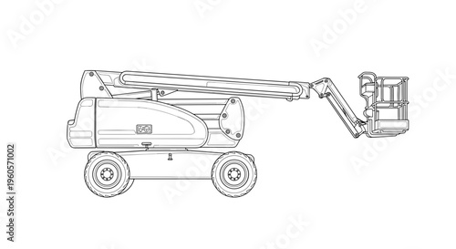 Line Drawing of Aerial Lift Vehicle.