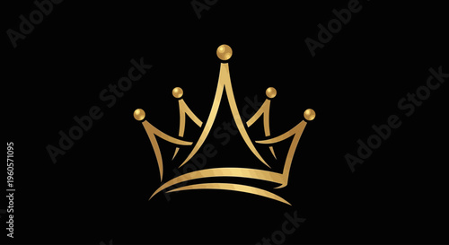 Majestic Golden Crown Logo Illustrating Royal Elegance and Luxury on a Dark Background, Perfect for Premium Branding and Success Symbolism