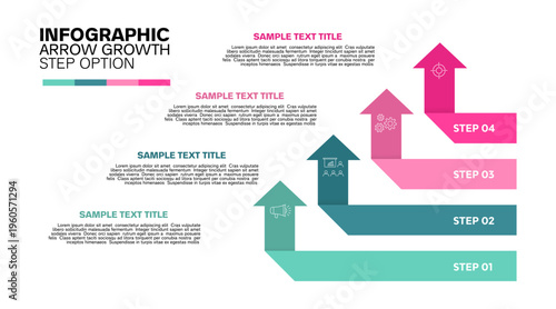 Vector arrow growth infographic for business communication presentation steps. Infographic 4 option steps. Vector eps.