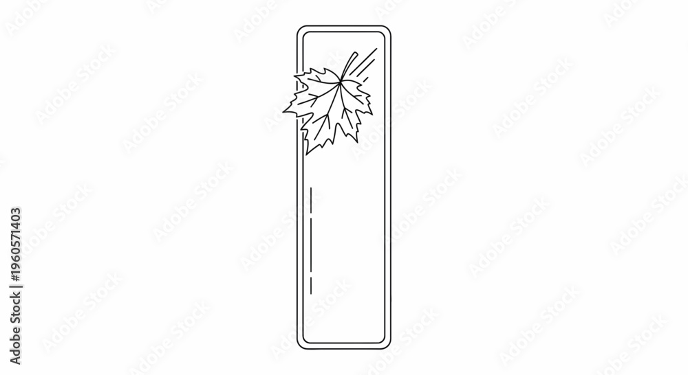 Obraz premium Elegant line art illustration of a simple bookmark or label featuring a graceful autumn maple leaf