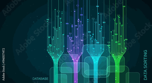Abstract digital streams efficiently flowing through a sophisticated processing system, visualizing complex data organization and information architecture for advanced analytics