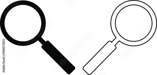 A black and white illustration of two magnifying glasses side by side