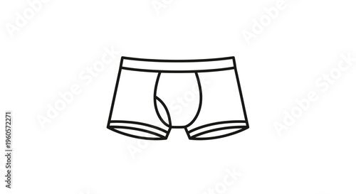 Minimalist line art illustration of men's underwear boxer briefs design on a clean white background