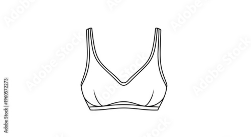 Minimalist line art illustration of a modern comfort bra design, perfect for fashion and lingerie
