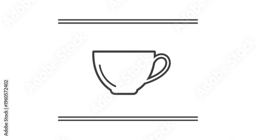 Minimalist linear illustration of a beverage vessel for hot drinks. Simple graphic depiction of a