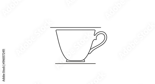 Minimalist single line art of an elegant classic teacup design for coffee or tea service