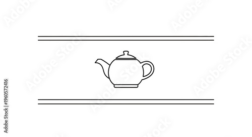 Minimalist outline drawing of a classic teapot symbol, perfect for beverage and kitchen related