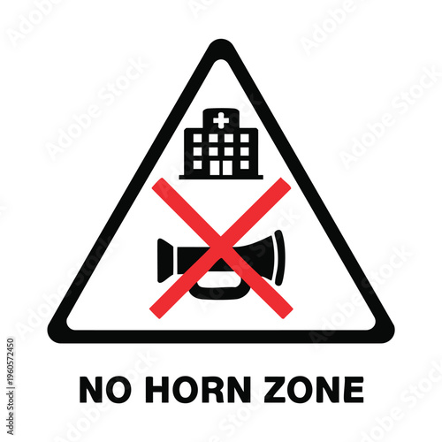No horn zone icon, vector illustration, flat design concept.