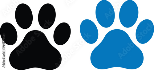 Dog or cat paw print flat icon for animal apps and websites