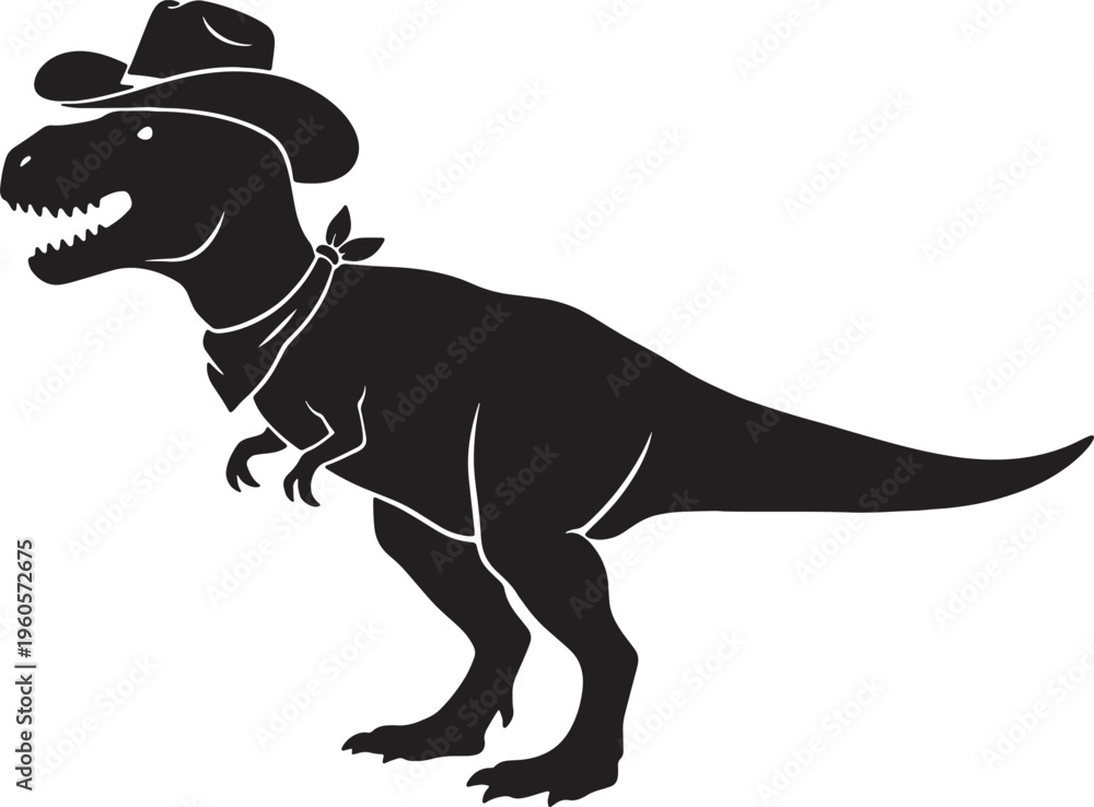 Obraz premium cowboy dinosaur wearing a hat and a bandana
