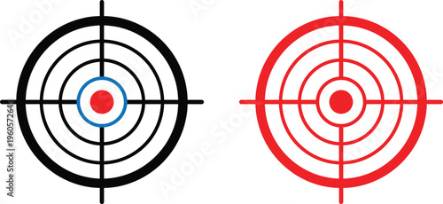 A pair of concentric circle targets with crosshairs for shooting or aiming purposes