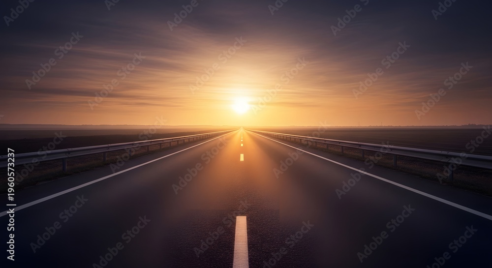 Obraz premium road disappearing into horizon exile concept