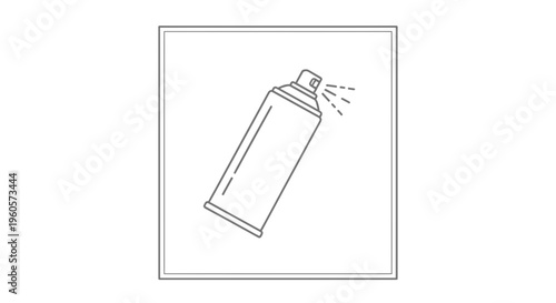 Minimalist line art illustration of a spray can releasing a fine mist, perfect for icons or modern